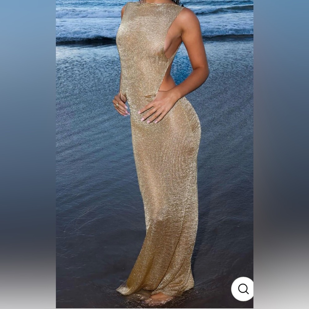 NWT MICAS GOLD METALLIC DRESS